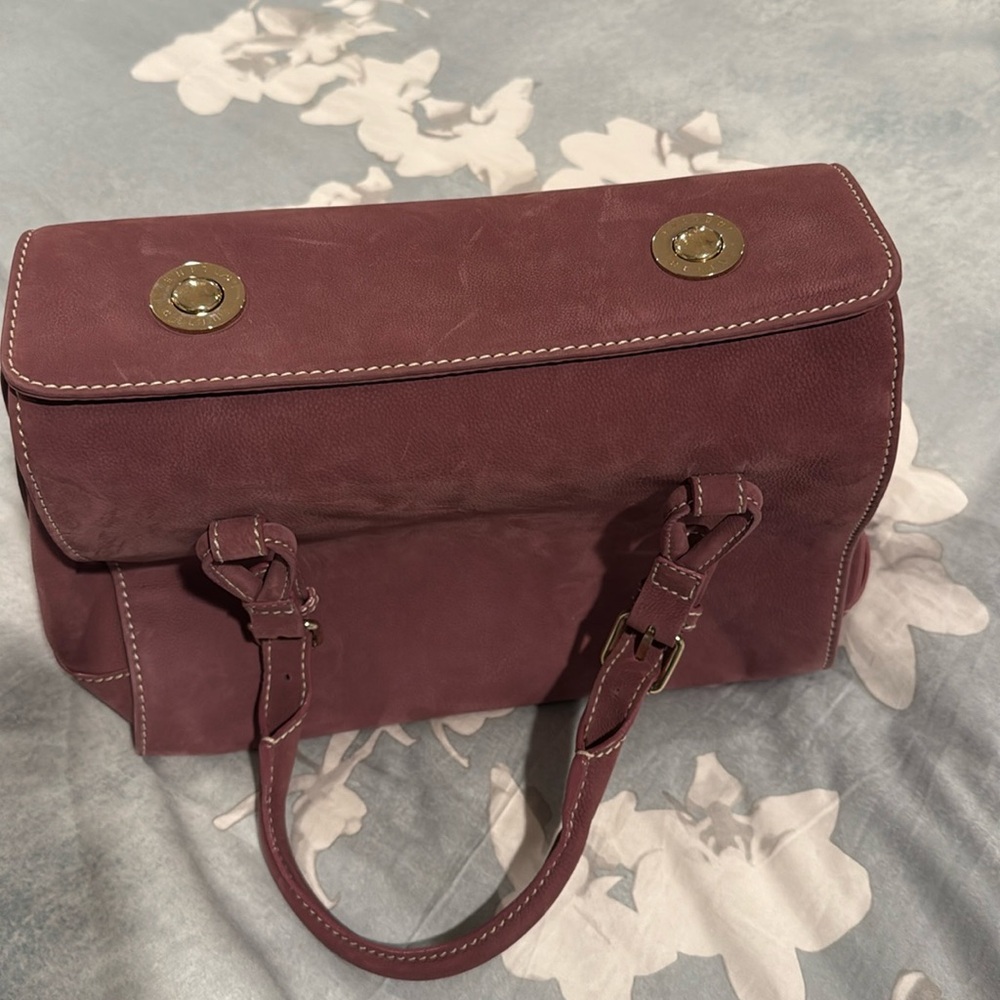Celine suede bag worn once, dusty rose color, vintage